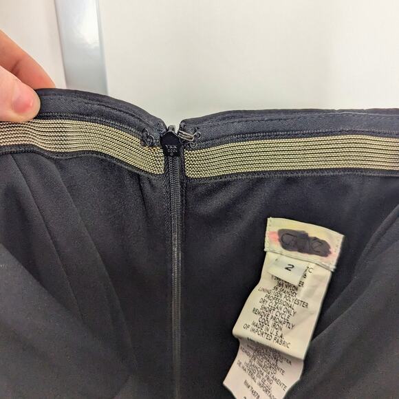 VTG Cache Dress 2 LBD Y2K 90s Rosette Mini Bodycon Cocktail Party Strapless - Picture 10 of 10